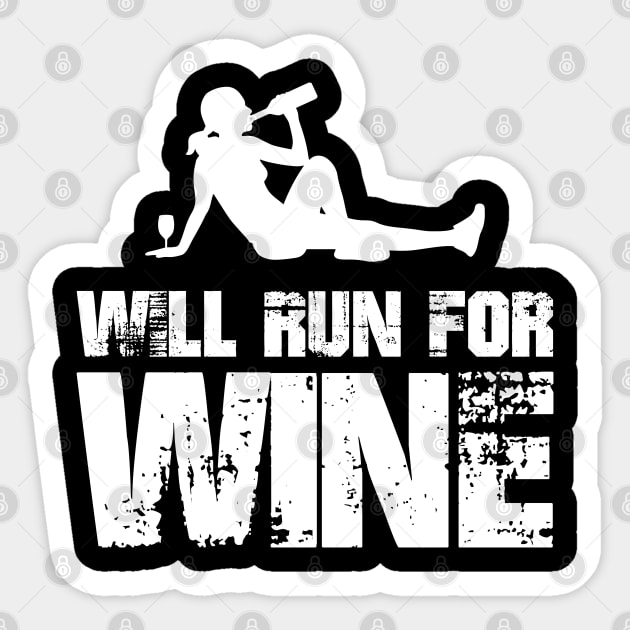 Will Run for Wine - female runner Sticker by PAVOCreative